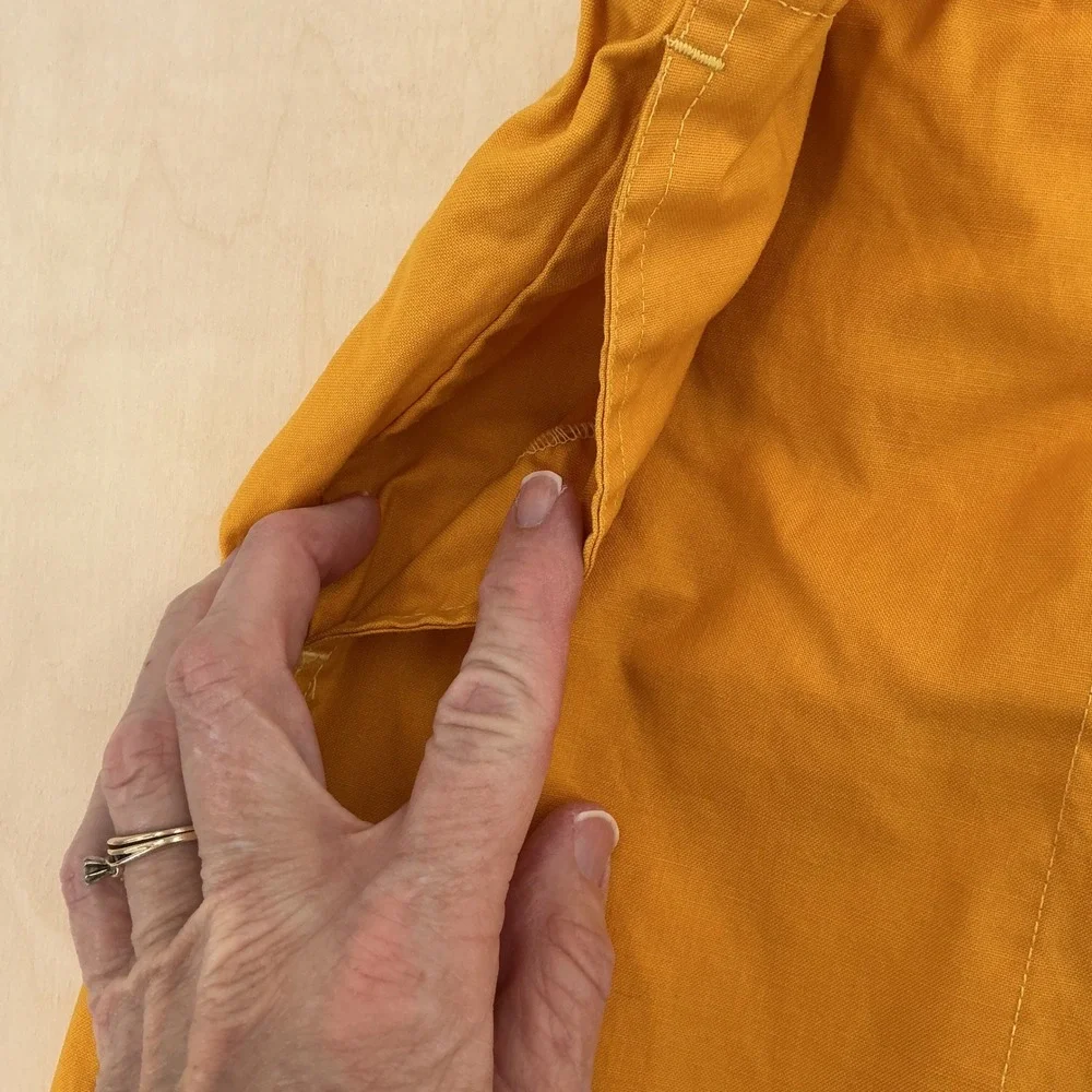 80s Guys Swim Trunks Men M Yellow Solid Mesh Lined Athletic Summer Beachwear
